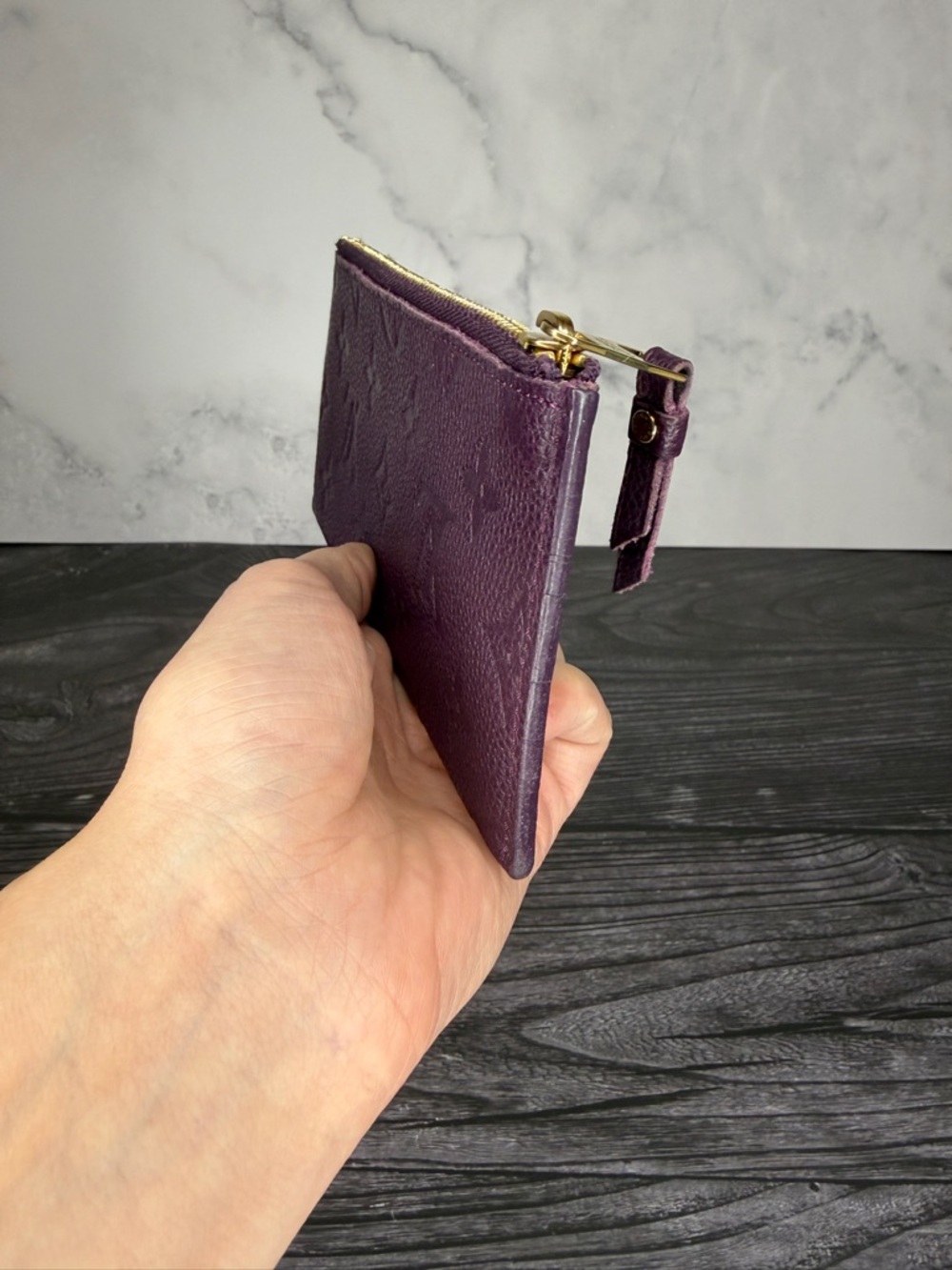 Louis Vuitton Purple Aubergine Empreinte Leather Zippy Pouch - Picture 5 of 9